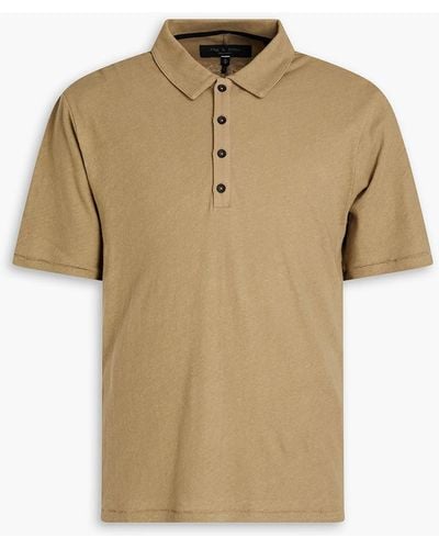 Rag & Bone Mercer Linen And Cotton-blend Jersey Polo Shirt - Natural