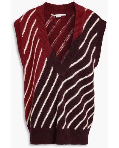 Stella McCartney Striped Jacquard-knit Alpaca-blend Vest - Red