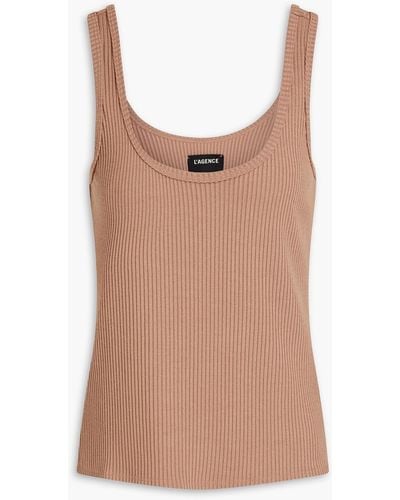 L'Agence Ribbed Stretch-modal Jersey Tank - Brown