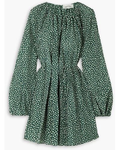 Matteau Floral-print Cotton And Silk-blend Mini Dress - Green