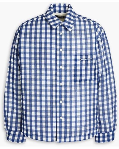 Jacquemus Embroidered Checked Crepe Overshirt - Blue