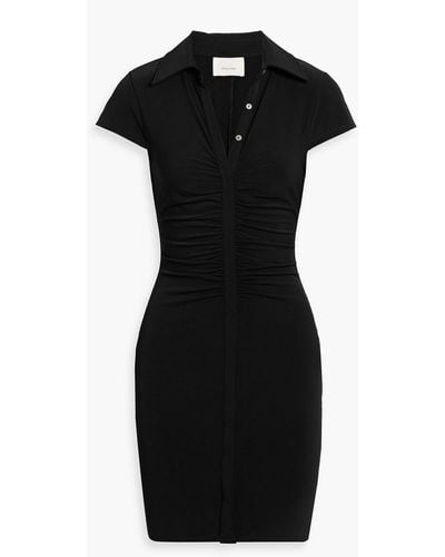 Cinq À Sept Amira Ruched Jersey Mini Shirt Dress - Black