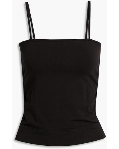 ATM Ruched Stretch-pima Cotton-jersey Tank - Black