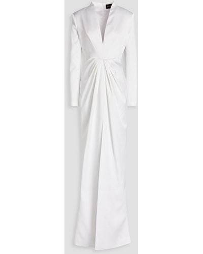 Rasario Pleated Satin Gown - White