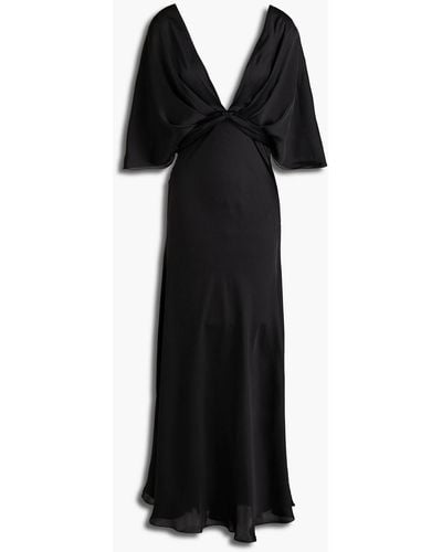 Safiyaa Carmen Draped Satin-crepe Midi Dress - Black