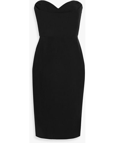 Marchesa Strapless Tulle-paneled Crepe Dress - Black