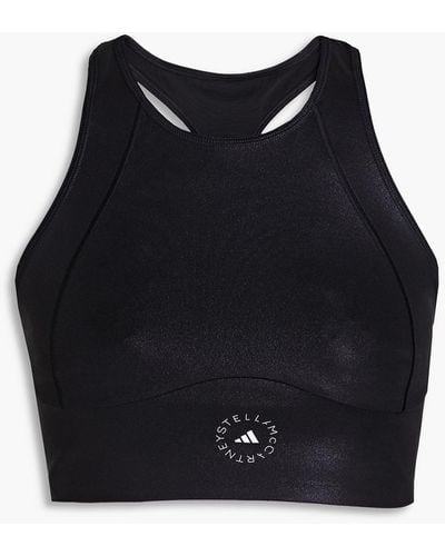 adidas By Stella McCartney Printed Stretch-jersey Sports-bra - Black