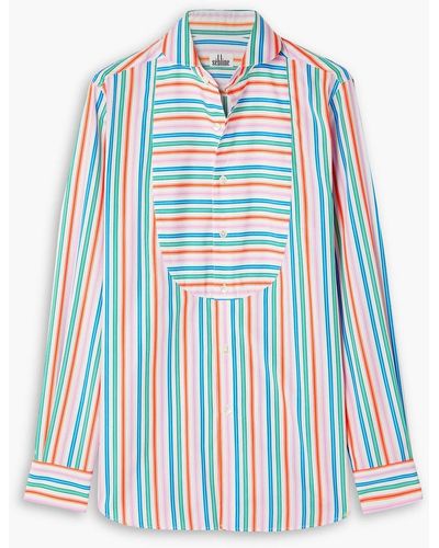 SEBLINE Striped Cotton-poplin Shirt - Blue