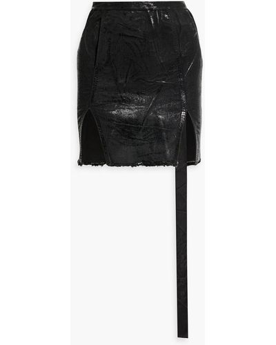 Rick Owens Coated Denim Mini Skirt - Black