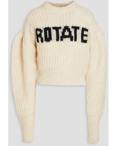 ROTATE BIRGER CHRISTENSEN Adley Ribbed Intarsia Wool-blend Sweater - Natural