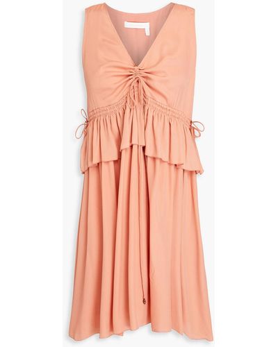 See By Chloé Ruffled Crepe De Chine Mini Dress - Pink