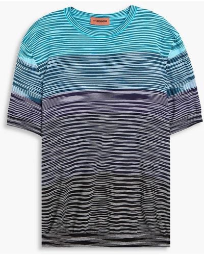 Missoni Space-dyed Jacquard-knit Cotton T-shirt - Blue