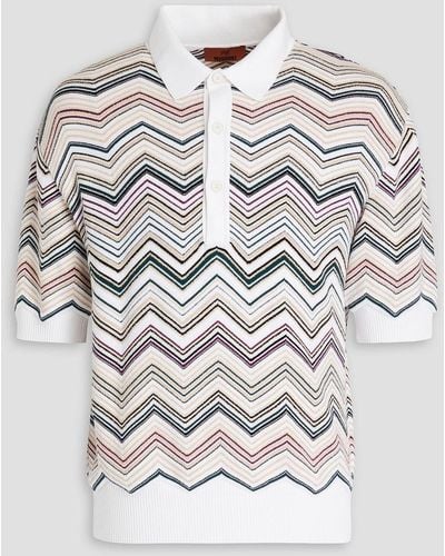 Missoni Striped Cotton-blend Polo Shirt - Gray