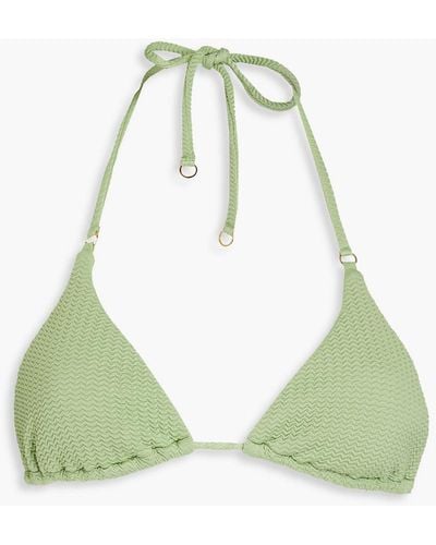 Seafolly Sea Dive Stretch-seersucker Triangle Bikini Top - Green