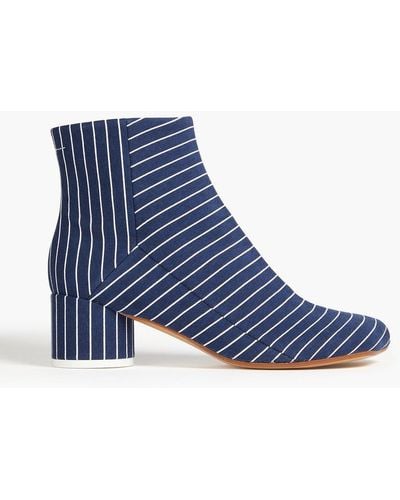 MM6 by Maison Martin Margiela Pinstriped Twill Ankle Boots - Blue