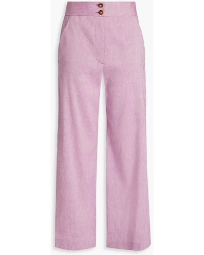 Veronica Beard Jeanne Linen-blend Oxford Wide-leg Trousers - Pink
