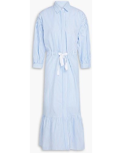 Chinti & Parker Striped Cotton-poplin Midi Shirt Dress - Blue