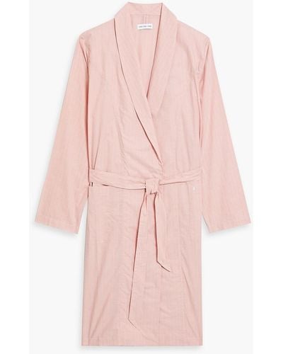 Hamilton and Hare Pinstriped Cotton-poplin Robe - Pink