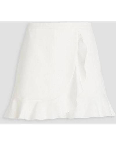 RED Valentino Wrap-effect Ruffled Crepe Shorts - White