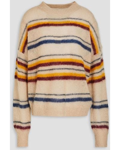Isabel Marant Drussel Striped Mohair And Wool-blend Jumper - White