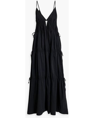 Jonathan Simkhai April Tiered Cotton-poplin Maxi Dress - Black