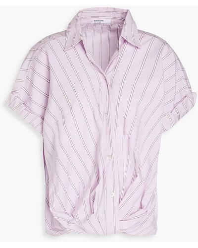 Stateside Twist-front Striped Cotton-jacquard Shirt - Pink