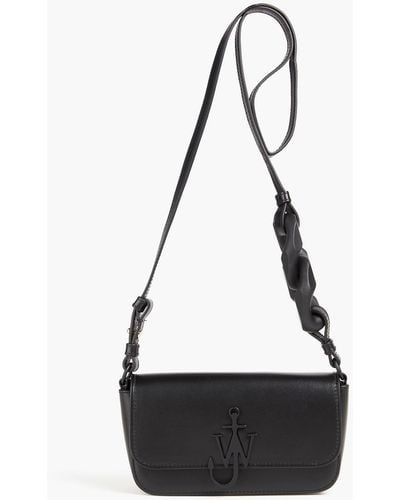 JW Anderson Chain Anchor Leather Shoulder Bag - Black