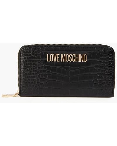 Love Moschino Faux Croc-effect Leather Wallet - Black
