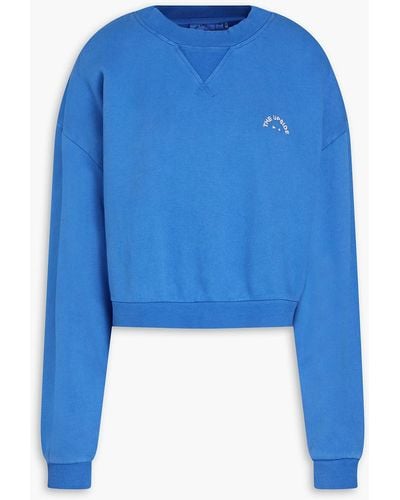 The Upside Dominique Cropped Embroidered Cotton-fleece Sweatshirt - Blue