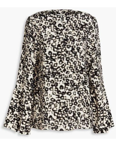 By Malene Birger Solinos Printed Crepe Blouse - Black