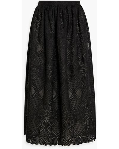 Iris & Ink Matilda Guipure Lace Midi Skirt - Black