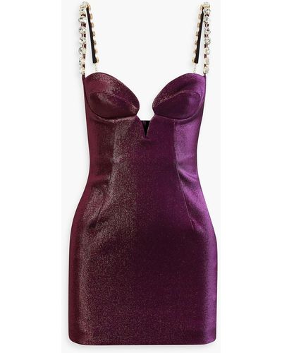 Area Crystal-embellished Metallic Stretch-twill Mini Dress - Purple
