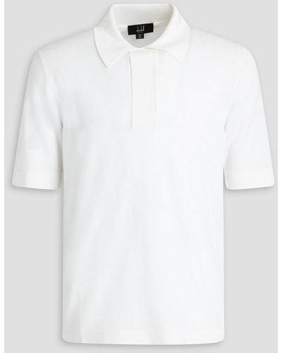 Dunhill Poloshirt aus einer mischung aus maulbeerseide und merinowolle - Weiß
