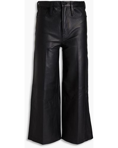 FRAME Cropped Leather Wide-leg Pants - Black