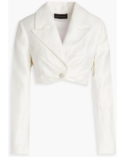 Rasario Cropped Embellished Linen-blend Jacket - White