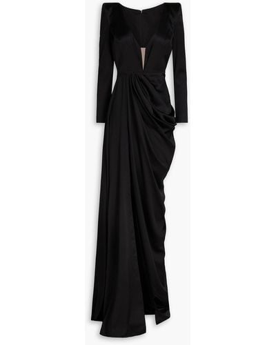 Alex Perry Draped Satin-crepe Gown - Black