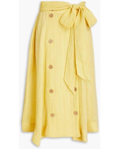 Lisa Marie Fernandez Diana Linen-blend Gauze Wrap Skirt - Yellow