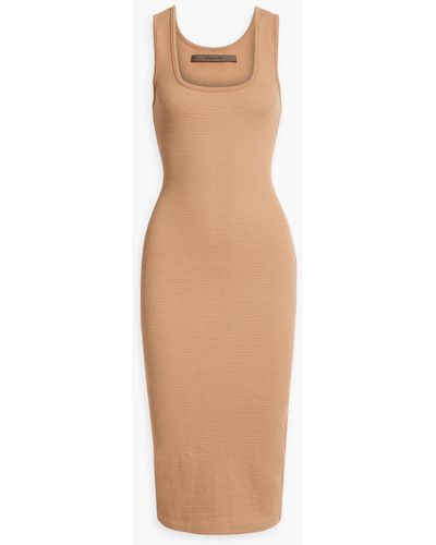 Enza Costa Ribbed Cotton-blend Jersey Midi Dress - Natural