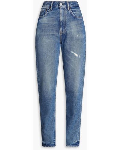 Acne Studios Distressed High-rise Tapered Jeans - Blue