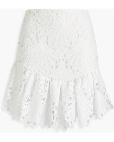Maje Ruffled Guipure Lace Mini Skirt - White