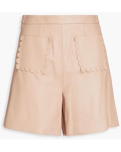 RED Valentino Leather Shorts - Natural