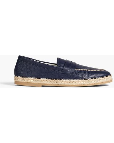 Canali Pebbled-leather Espadrille Loafers - Blue