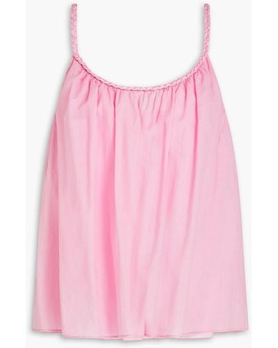 RED Valentino Gathered Cotton-voile Top - Pink