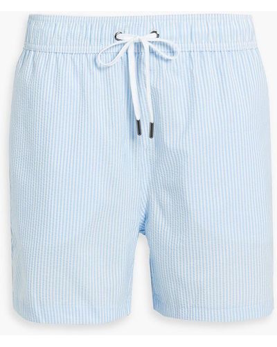 Onia Charles Short-length Striped Seersucker Swim Shorts - Blue
