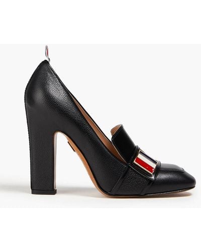 Thom Browne Embellished Pebbled-leather Court Shoes - Black