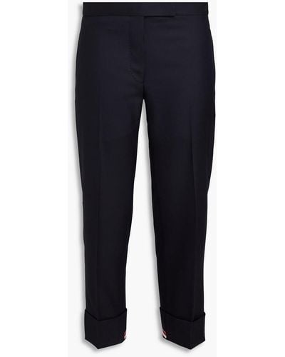 Thom Browne Cropped Wool-twill Straight-leg Trousers - Blue