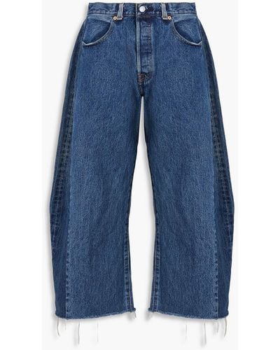 B Sides Lasso Cropped Two-tone High-rise Wide-leg Jeans - Blue