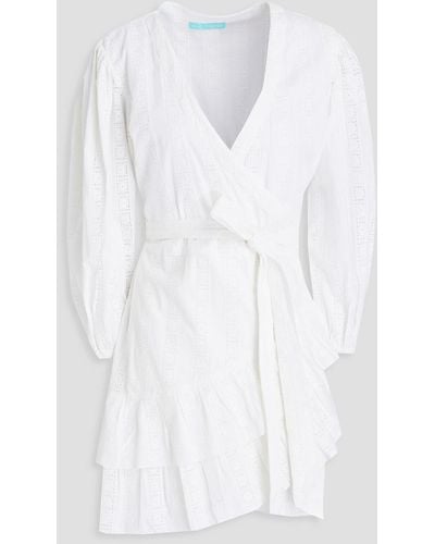 Melissa Odabash Paige Wrap-effect Broderie Anglaise Cotton Mini Dress - White