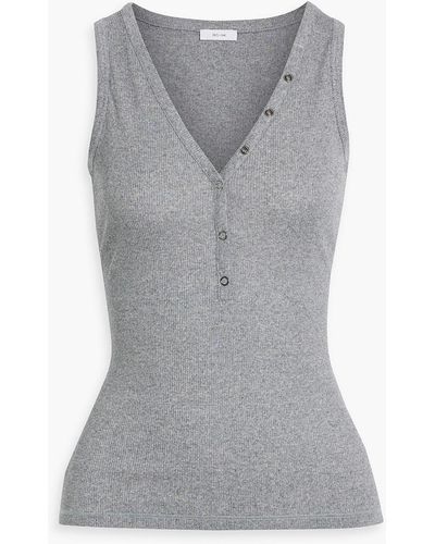 Iris & Ink Simone Ribbed Lyocell And Cotton-blend Jersey Tank - Gray