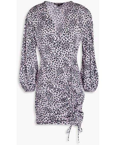 Maje Wrap-effect Leopard-print Satin Mini Dress - Pink